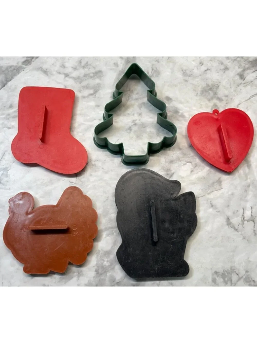 Vintage Hallmark Holiday Cookie Cutter Set Stocking Tree Heart Turkey Cat